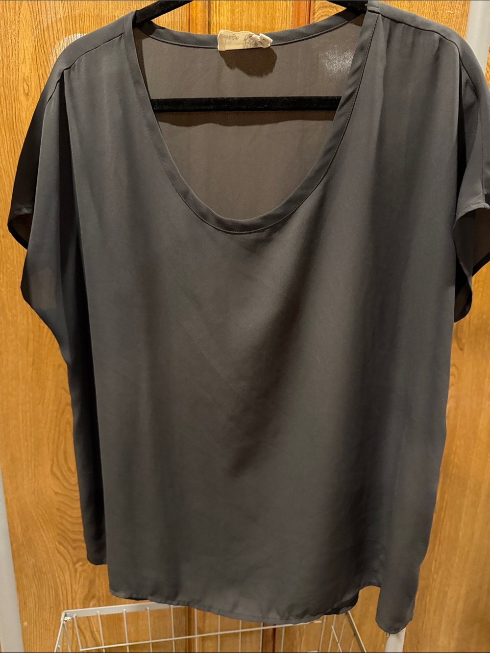 everleigh Charcoal Gray Short Sleeve Scoop Neck Blouse